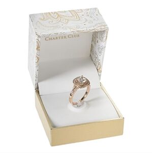 Double Halo Crystal Center Ring - Rose